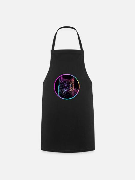 Chat néon en cercle - Tablier de cuisine - noir