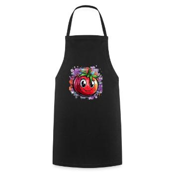 Tomate devant un mur de graffitis - Tablier de cuisine - noir - Devant - AI Model Male 185 dark (185cm)