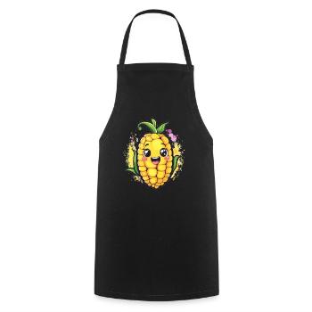 Happy corn on the cob - Cooking Apron - black - Front - AI Model Male 185 dark (185cm)