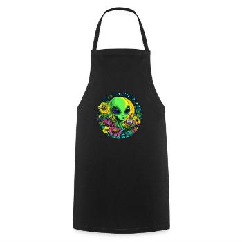 Alien with flower meadow - Cooking Apron - black - Front - AI Model Male 185 dark (185cm)