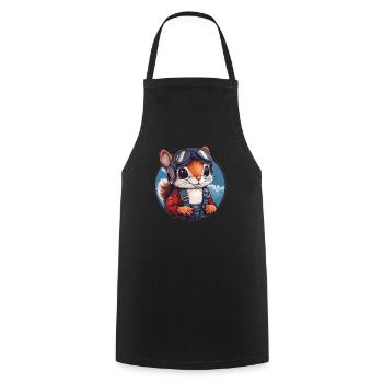 Flying squirrel with glasses - Cooking Apron - black - Front - AI Model Male 185 dark (185cm)