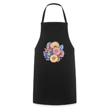 Colorful flower arrangement - Cooking Apron - black - Front - AI Model Male 185 dark (185cm)