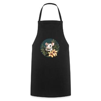 Dschungelmaus mit Blüte - Kochschürze - Schwarz - Vorne - AI Model Male 185 dark (185cm)