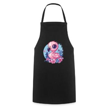 Flamingo with floral decoration - Cooking Apron - black - Front - AI Model Male 185 dark (185cm)