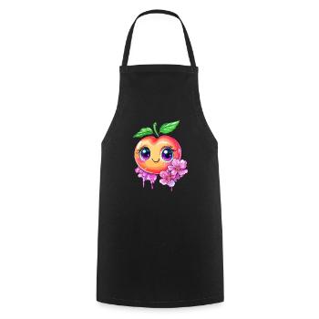 Cute peach with cherry blossoms - Cooking Apron - black - Front - AI Model Male 185 dark (185cm)