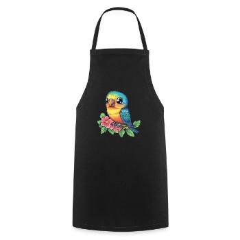 Oiseau tropical coloré - Tablier de cuisine - noir - Devant - AI Model Male 185 dark (185cm)