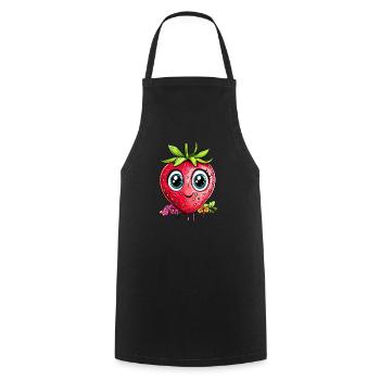 Fraise aux grands yeux - Tablier de cuisine - noir - Devant - AI Model Male 185 dark (185cm)