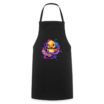 Éclaboussure de canard en caoutchouc grinçant - Tablier de cuisine - noir - Devant - AI Model Male 185 dark (185cm)