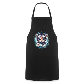 Cute tiger baby with flower wreath - Cooking Apron - black - Front - AI Model Male 185 dark (185cm)