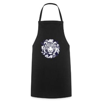 Tigre dans une couronne de fleurs - Tablier de cuisine - noir - Devant - AI Model Male 185 dark (185cm)