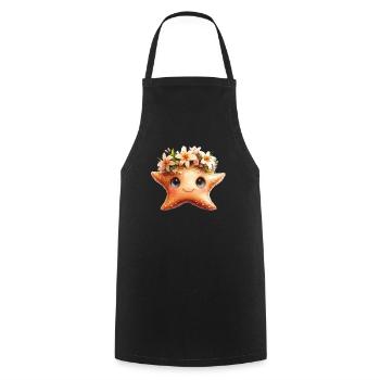 Seestern mit Blumenkrone - Kochschürze - Schwarz - Vorne - AI Model Male 185 dark (185cm)