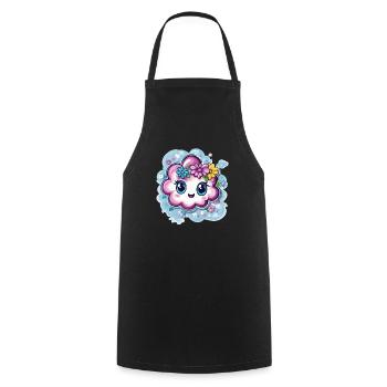 Cheerful cloud with flowers - Cooking Apron - black - Front - AI Model Male 185 dark (185cm)