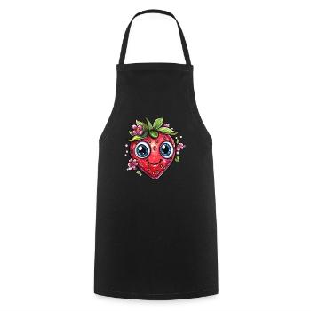 Strawberry with flower smile - Cooking Apron - black - Front - AI Model Male 185 dark (185cm)