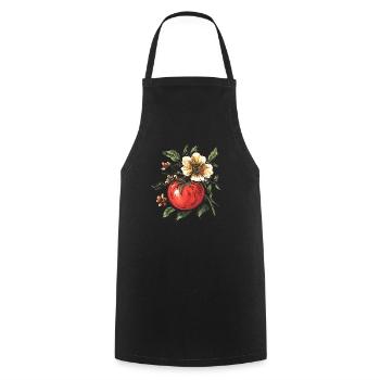 Tomate aux fleurs - Tablier de cuisine - noir - Devant - AI Model Male 185 dark (185cm)