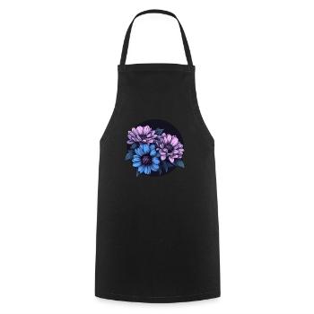 Floral splendour at night - Cooking Apron - black - Front - AI Model Male 185 dark (185cm)