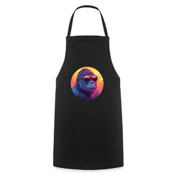 Gorille au coucher du soleil - Tablier de cuisine - noir - Devant - AI Model Male 185 dark (185cm)