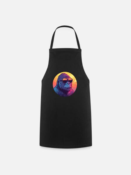 Gorilla im Sonnenuntergang - Kochschürze - Schwarz