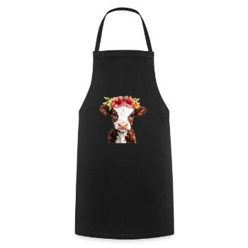 Flower calf with crown - Cooking Apron - black - Front - AI Model Male 185 dark (185cm)