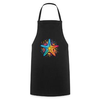 Colorful Starfish Pop Style - Cooking Apron - black - Front - AI Model Male 185 dark (185cm)