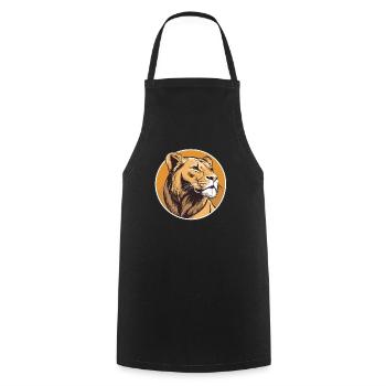 Fière lionne avec vue - Tablier de cuisine - noir - Devant - AI Model Male 185 dark (185cm)