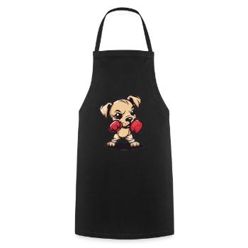 Boxer dog with power - Cooking Apron - black - Front - AI Model Male 185 dark (185cm)