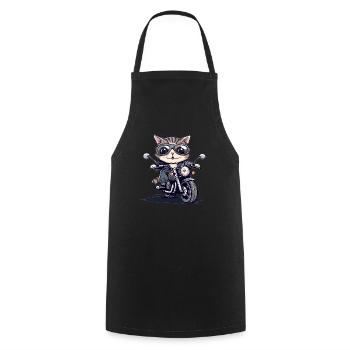 Moto chat avec du style - Tablier de cuisine - noir - Devant - AI Model Male 185 dark (185cm)