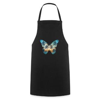 Papillon Palmier Aile - Tablier de cuisine - noir - Devant - AI Model Male 185 dark (185cm)