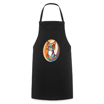 Chat Pop Art coloré - Tablier de cuisine - noir - Devant - AI Model Male 185 dark (185cm)