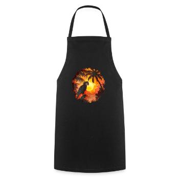 Tropical parrot in sunset - Cooking Apron - black - Front - AI Model Male 185 dark (185cm)