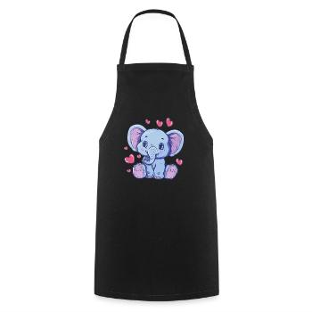 Herzbaby Elefant - Kochschürze - Schwarz - Vorne - AI Model Male 185 dark (185cm)
