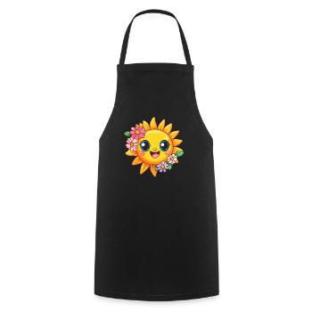 Bright sun with flowers - Cooking Apron - black - Front - AI Model Male 185 dark (185cm)
