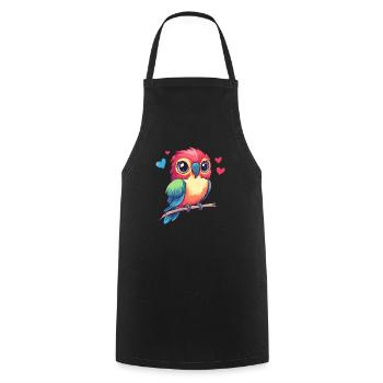 Perroquet avec des cœurs - Tablier de cuisine - noir - Devant - AI Model Male 185 dark (185cm)