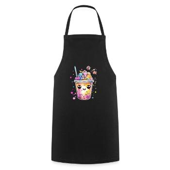 Bubble Tea mit Blüten - Kochschürze - Schwarz - Vorne - AI Model Male 185 dark (185cm)