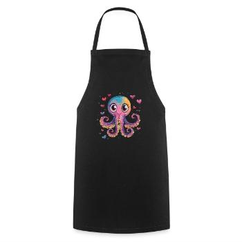 Oktopus mit Herzchen - Kochschürze - Schwarz - Vorne - AI Model Male 185 dark (185cm)