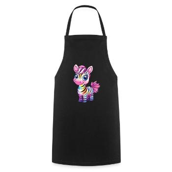Motif enfant zèbre arc-en-ciel - Tablier de cuisine - noir - Devant - AI Model Male 185 dark (185cm)