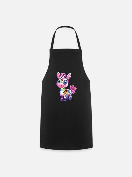 Regenbogen Zebra Kindermotiv - Kochschürze - Schwarz