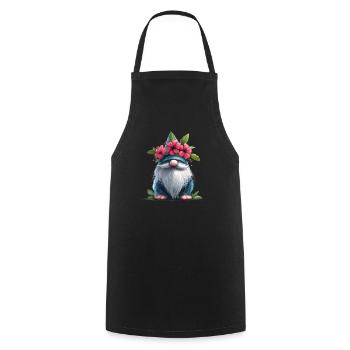 Gnome avec chapeau à fleurs - Tablier de cuisine - noir - Devant - AI Model Male 185 dark (185cm)