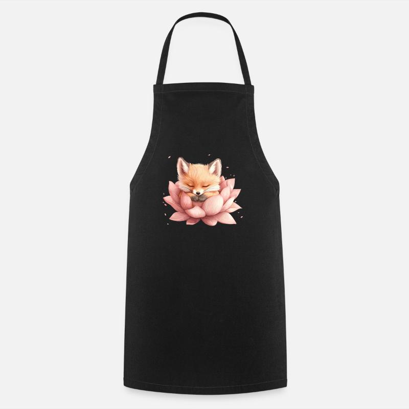 Fuchs schläft in Blüte - Kochschürze - Schwarz