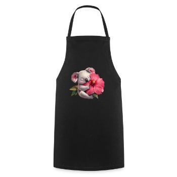 Koala avec fleur géante - Tablier de cuisine - noir - Devant - AI Model Male 185 dark (185cm)