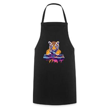 Tigerbaby en tant que DJ - Tablier de cuisine - noir - Devant - AI Model Male 185 dark (185cm)