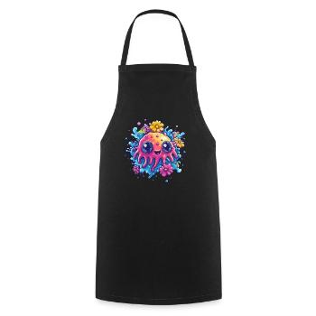 Sweet jellyfish with flowers - Cooking Apron - black - Front - AI Model Male 185 dark (185cm)
