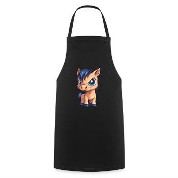 poney dessin animé - Tablier de cuisine - noir - Devant - AI Model Male 185 dark (185cm)