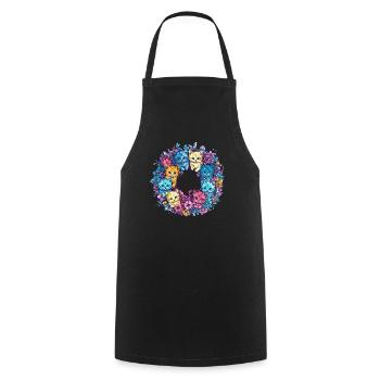 Colorful cats in a wreath of flowers - Cooking Apron - black - Front - AI Model Male 185 dark (185cm)