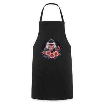 Mandrill with flowers - Cooking Apron - black - Front - AI Model Male 185 dark (185cm)