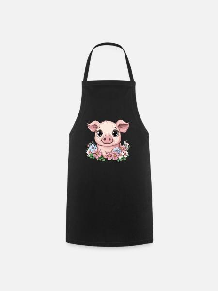 Fröhliches Schweinchen - Kochschürze - Schwarz