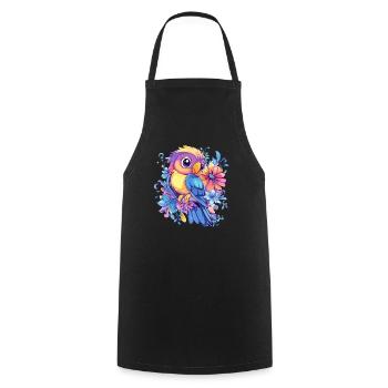 Parrot on flowers - Cooking Apron - black - Front - AI Model Male 185 dark (185cm)