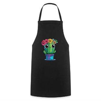 Cactus with flower wreath - Cooking Apron - black - Front - AI Model Male 185 dark (185cm)