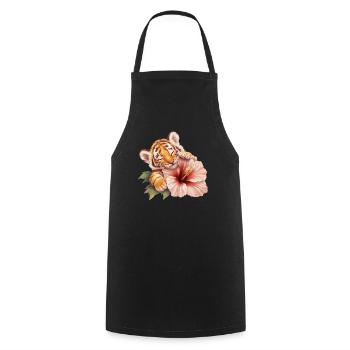 Tiger baby with flower - Cooking Apron - black - Front - AI Model Male 185 dark (185cm)