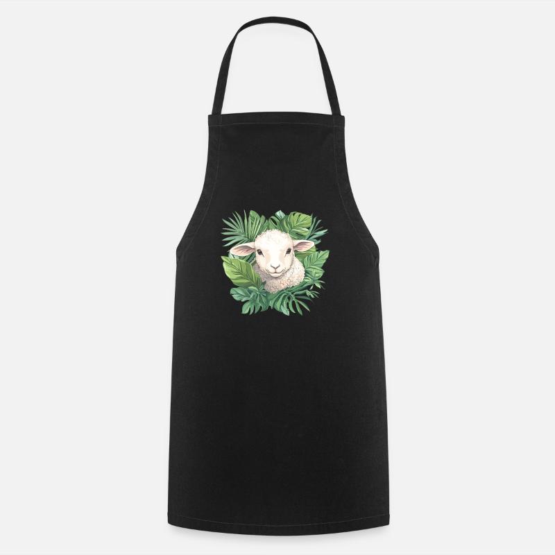 Mouton avec des feuilles - Tablier de cuisine - noir
