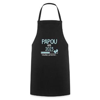 Papou en 2023 Cadeau Futur Papi - Tablier de cuisine - noir - Devant - AI Model Male 185 dark (185cm)
